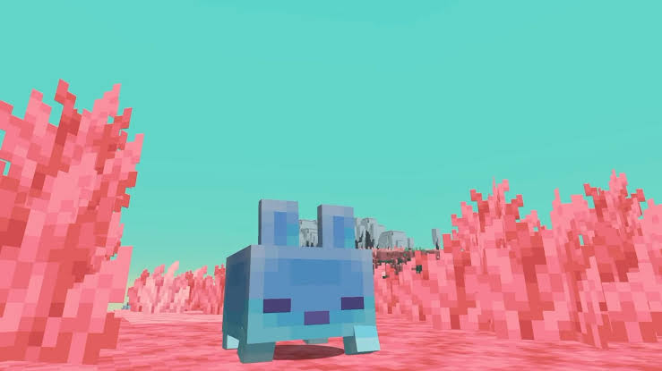 A view inside The Sift dimension showing its pastel biome and unusual terrain